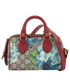 Blooms Mini Boston, &pound;595, Handbags, Blue/Red, Canvas/Leather, Front view